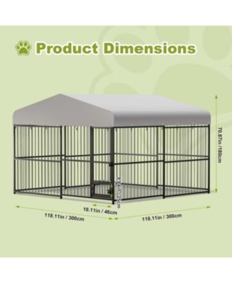 10x10x6 ft Outdoor Dog Kennel for Large Dogs, Lockable Dog Enclosure with UV-Resistant Waterproof Roof