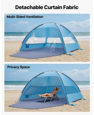 6-Person Beach Tent Sun Shelter with UPF 50+ Protection and Sand Pockets