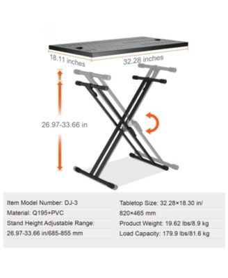 32 x 20 Inch Portable DJ Table Stand with Adjustable Height and Foldable Frame