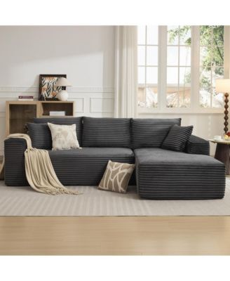 108" Sectional Couches for Living Room, L-Shaped Plush Corduroy Fabric Upholstered Modular Sectional Couches