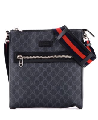 Medium Web Strap Front Zip Messenger Bag GG Coated Canvas