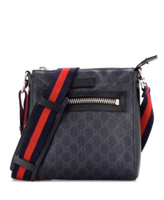 Small Web Strap Front Zip Messenger Bag GG Coated Canvas