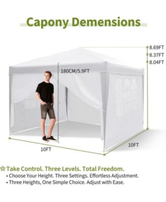 10x10 Pop-Up Canopy Tent with 4 Sidewalls, Waterproof Portable Gazebo for Camping, Outdoor Parties & Backyard