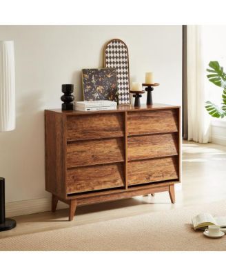 Traditional 6 Drawer Dresser Espresso Finish Sturdy Construction for Bedroom Living Room Storage