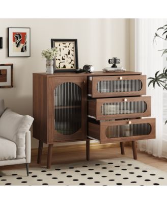 8 Drawer Dresser with Lockable Drawer Brown Wood for Bedroom Security Storage