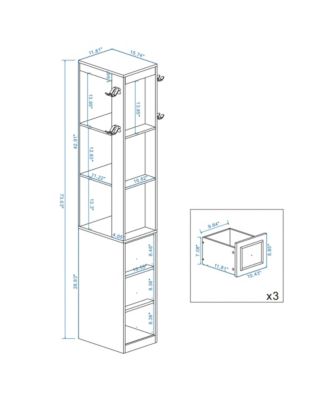 73" Tall Slim Storage Cabinet, 3-Tier Display Shelves with 3 Drawers and 2 Hooks, MDF Bookshelf for Living Room, Home Office