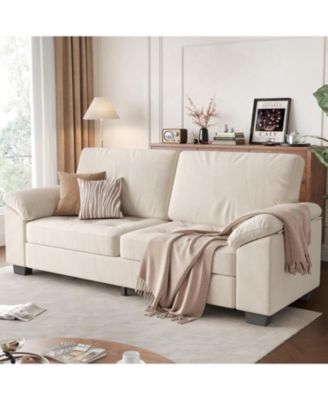 90" Velvet 3-Seater Sofa, Oversized Loveseat with Wide Armrests, Tufted Couch for Living Room