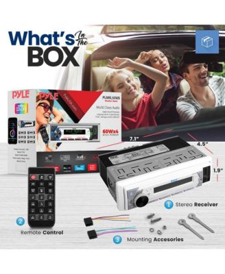 Single DIN AM/FM/MP3/USB/AUX Stereo Receiver with Bluetooth (PLMRL50WB)