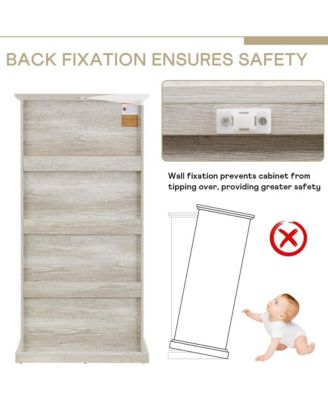 Display Cabinet with 4 Flip up Glass Doors, 4-Tier Versatile Storage Organizer, Antique Bookcase for Office, Living Room