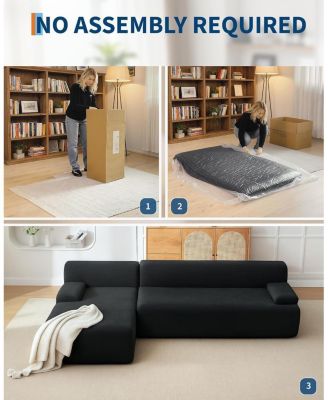 108" Cloud Sectional Sofa with Chaise, Boneless Corduroy L-Shaped Couch, No Assembly