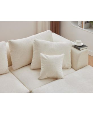 140" Cloud Sectional Sofa, U-Shaped Boneless Couch with Ottoman, 4-Seat Modular Sofa