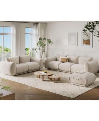 Modular Sofa Set, Chenille Sectional Couch with 2 Loveseats.