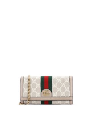 Ophidia Wallet on Chain GG Coated Canvas with Leather