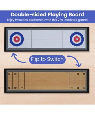 2-in-1 Shuffleboard and Curling Tabletop Board Game