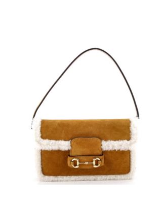 Mini Horsebit 1955 Shoulder Bag Suede with Shearling