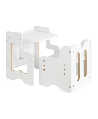 Montessori Weaning Table and Chair Set 3 in 1 with Chalkboard and Adjustable Height