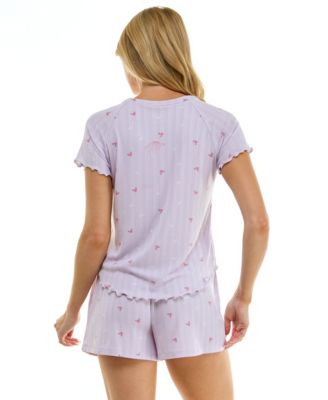 Women's Short-Sleeve Top and Pull-On Shorts, 2-Piece Set