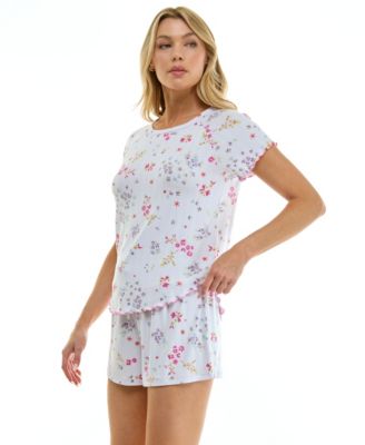 Women's Short-Sleeve Top and Pull-On Shorts, 2-Piece Set
