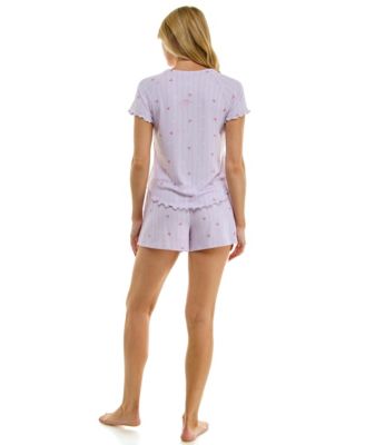Women's Short-Sleeve Top and Pull-On Shorts, 2-Piece Set