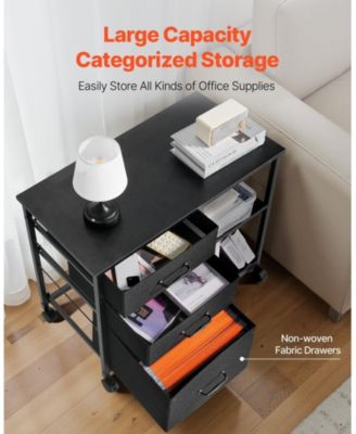 Mobile File Cabinet with 3 Fabric Drawers and 2 Open Shelves