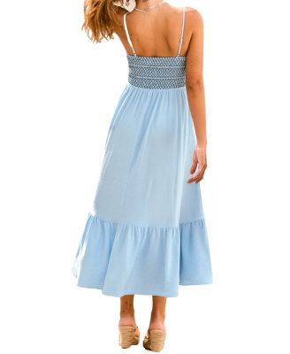 Women's Smocked Bodice Cami Midi Beach Dress