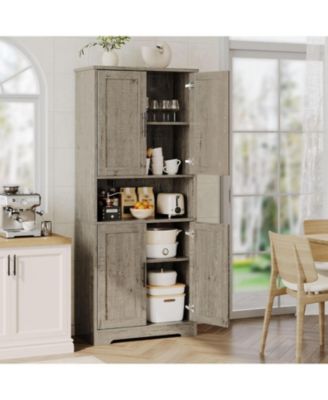 Tall Kitchen Pantry Cabinet, Storage Cabinet with Doors and Adjustable Shelves, Freestanding Cupboard for Living Room, Dining Room