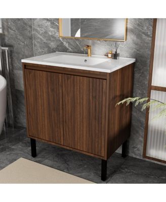 30"Bathroom Vanity with Sink, Soft-Closing Drawers and Large Storage for Modern Bathrooms, Floor Standing or Wall Mounted