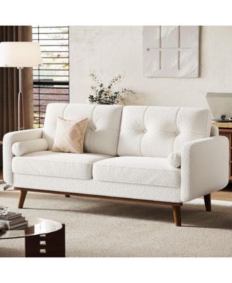 65" Mid-Century Loveseat Sofa, Boucle Upholstered 2-Seater Couch for Small Spaces