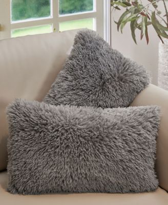 Textured Fluffy Decorative Pillow, 12" x 20"