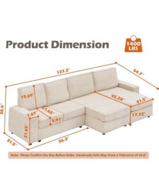 Oversized Modular Sectional Sofa, Convertible Sleeper Couch with Chaise, Deep Seat and Wide Armrests