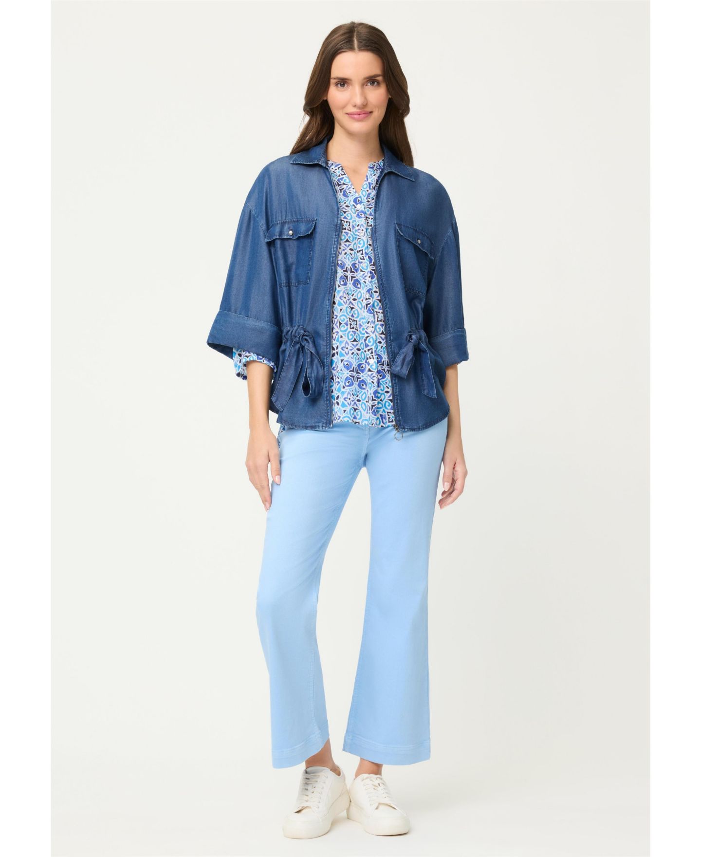 Женская рубашка Olsen Panneaux Tile Print Tunic, цвет: Синий — фото 6