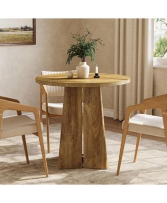  31.50" Round Dining Table for 2 People, Farmhouse Dining Room Table for Living Room, Circle Kitchen Table