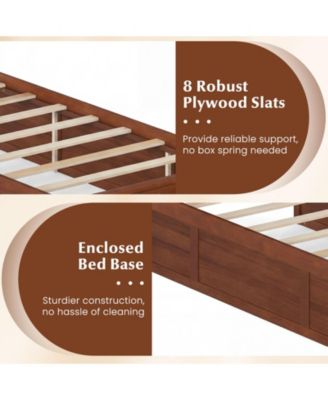 Twin Size Bed Frame w/Storage Drawers Headboard Wooden SlatandEnclosed Base