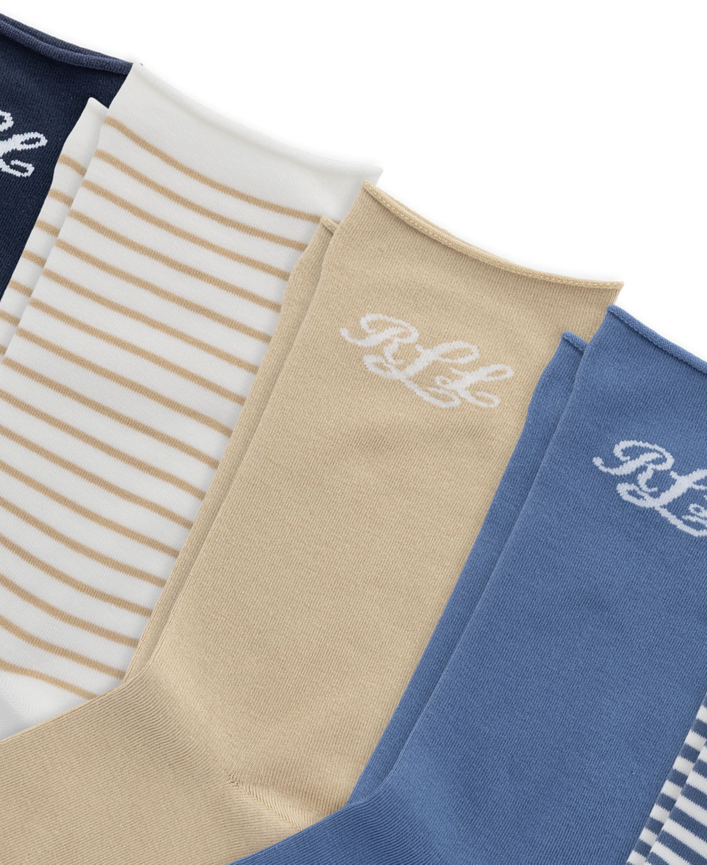 Женские топы Lauren Ralph Lauren Script с отворотом, 6 пар, цвет: Синий — фото 3