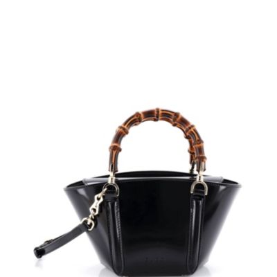 Mini Bamboo Top Handle Tote Leather