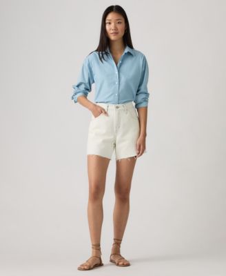 Women's Cotton Cinch-Waist Denim Shorts 