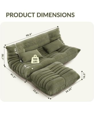 Modular Sectional Sofa, L-Shaped Bean Bag Couch with Deep Seat for Living Room