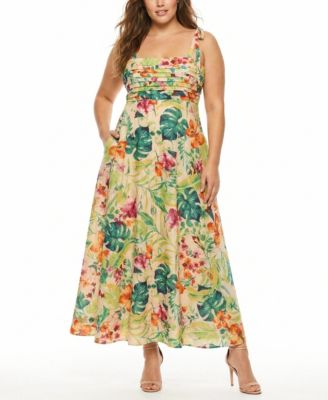 Plus Size Sleeveless Square Neck Midi Dress