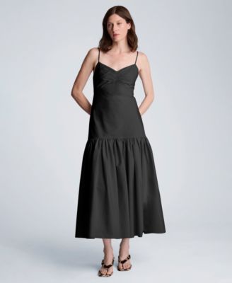 Women's Sweetheart Neck Bubble Flounce Midi Dress