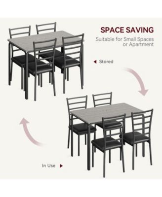 5-Piece Kitchen Dining Room Table Chair Set for Small Space, Indoor Modern Dinette Set for 4, Square Dinner Table Set