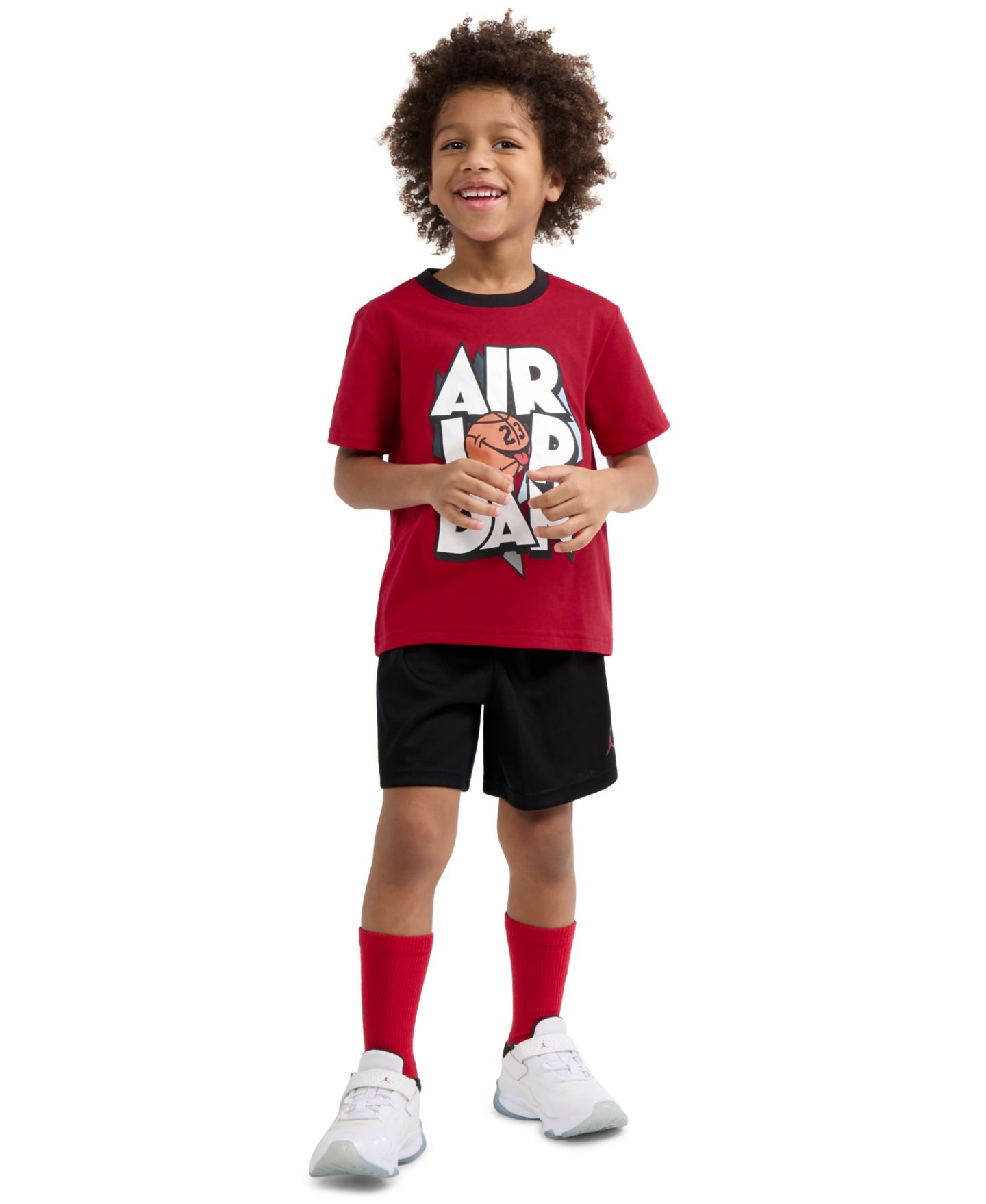 Комплект Jordan Airball Crewneck T-Shirt and Shorts, 2-Piece Set для мальчиков, цвет: Чёрный / Красный — фото 2