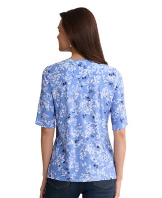 Women's Printed Double Keyhole Top