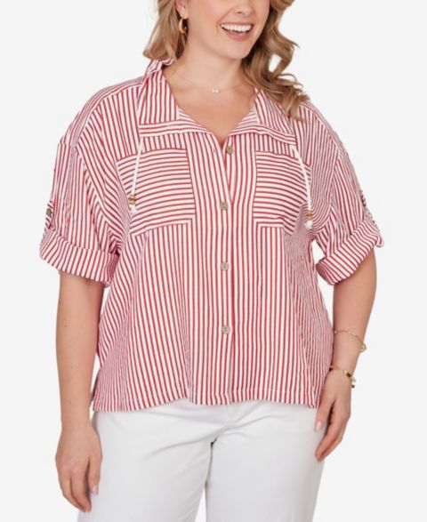 Женские Ruby Rd. Plus Size Beaded Seersucker Portrait Collar Jacket