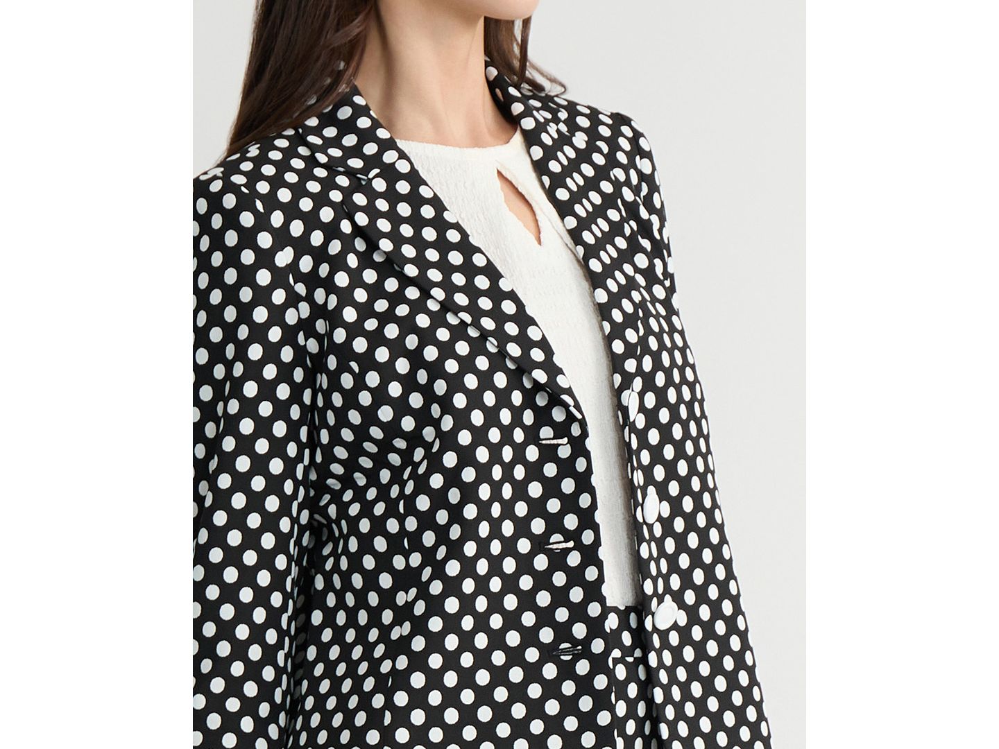 Женский пиджак Kasper Polka Dot Jacquard Blazer, Regular & Petite, цвет: Чёрный / Белый — фото 4