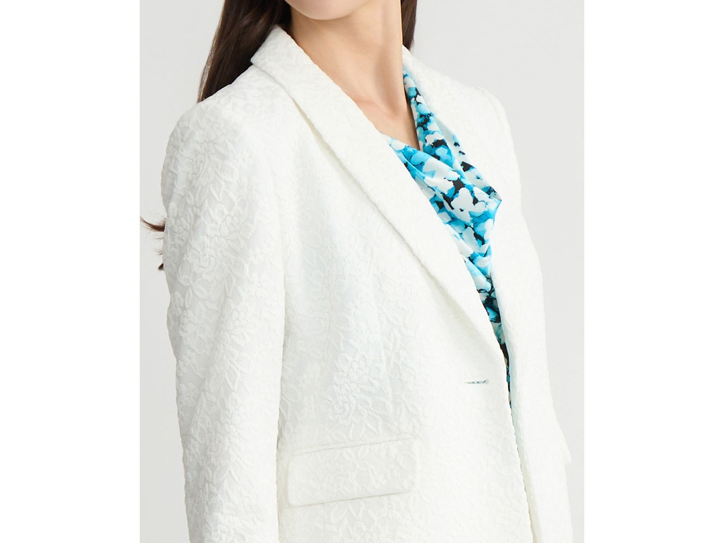 Женский пиджак Kasper Bonded-Lace Shawl-Collar Blazer, Regular & Petite, цвет: Белый — фото 4