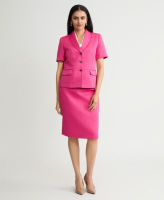 Women's Circle Jacquard Short-Sleeve Blazer, Regular & Petite