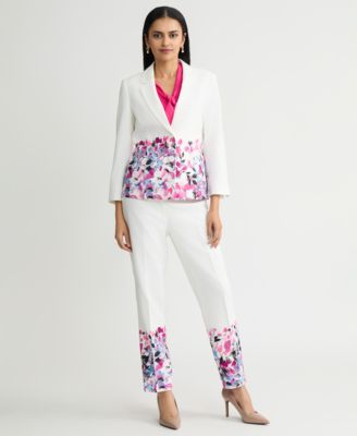 Women's Floral-Print Double-Button Blazer, Regular & Petite
