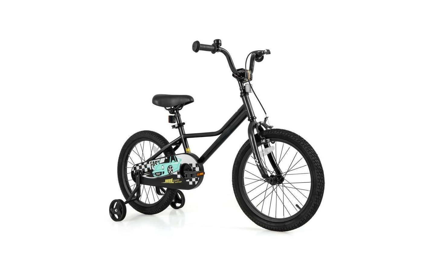 Детская игрушка HONGGE 18" Kids Bike with Adjustable Seat and Detachable Training Wheels, Ages 4-8, цвет: Чёрный — фото 1