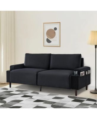 80.7" Loveseat Sofa, Fabric Sleeper Couch with Wood Frame, Easy Assembly for Apartment