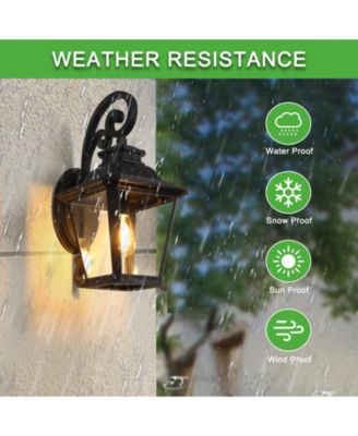 21"(H) 1-Pack Outdoor Wall Lantern Light – Vintage Metal and Clear Glass Sconce with Decorative Scroll Design for Porch, Patio